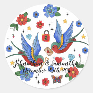 6 - 3" Favor Aufkleber Traditionelle Vogel Tattoo