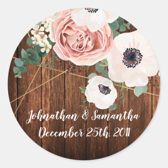 6 - 3" Gefallen Stickers Geometric Garden Rose Sta (Vorderseite)