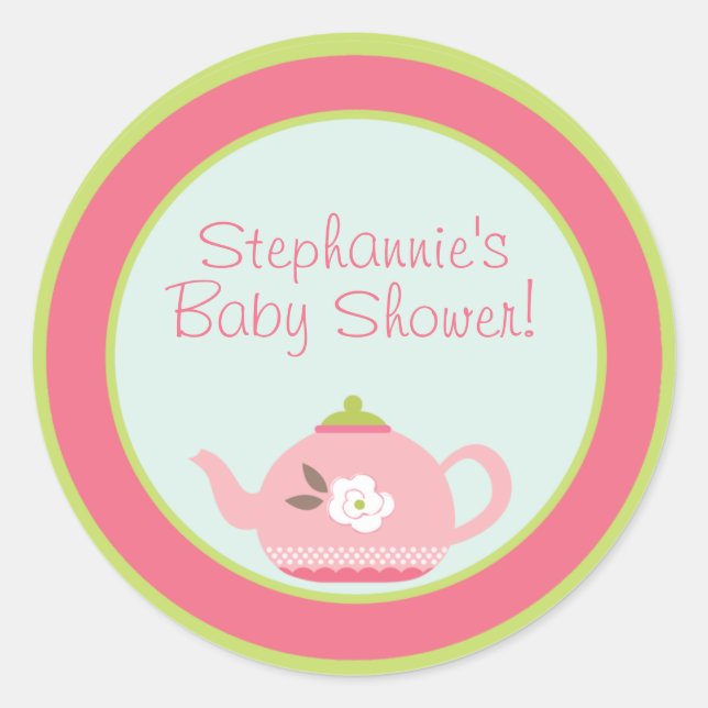 6 - 3" Gefallen Stickers Tee Party Pink Pastel (Vorderseite)