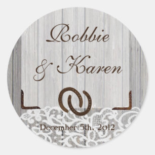 6 - 3" Gefällige Sticker Pferdeschuhe auf Holzspit