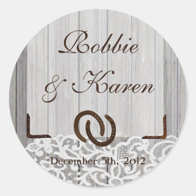 6 - 3" Gefällige Sticker Pferdeschuhe auf Holzspit (Vorderseite)