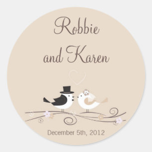 6 - 3" Gunst Sticker Hochzeit Birds Braut Groom