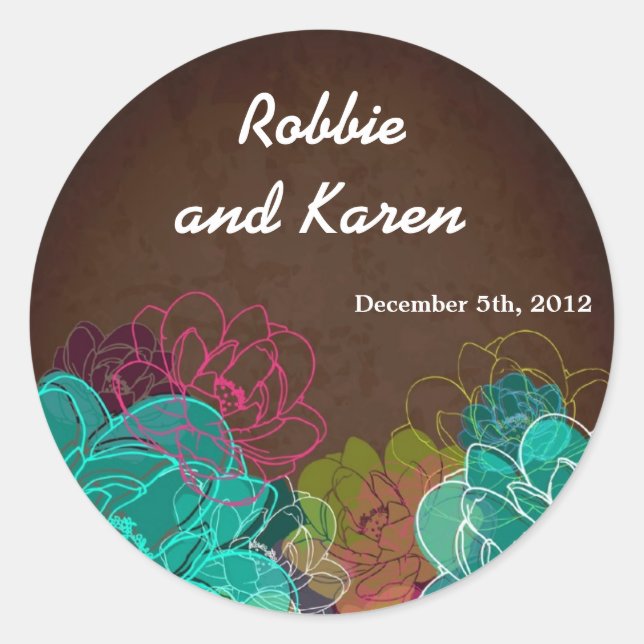 6 - 3" Pflege Stickers Neon Spring Floral Blume (Vorderseite)