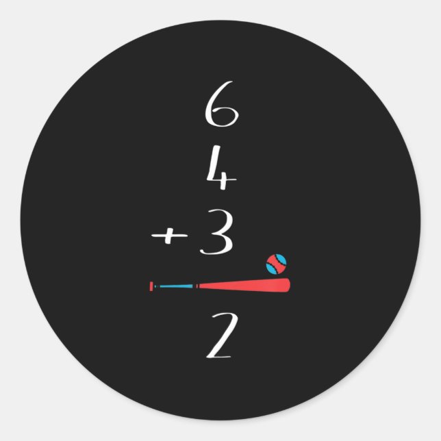 6 4 3 2 Baseball-Doppelspiel Runder Aufkleber (Vorderseite)