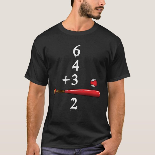 6 4 3 2 Baseball-Doppelspiel T-Shirt (Vorderseite)