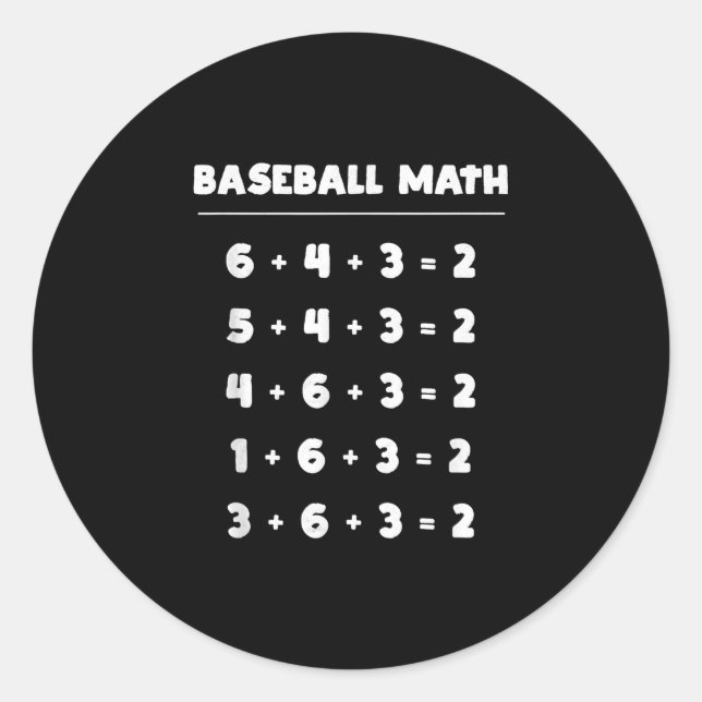 6 4 3 2 Baseballmathematik - Niedliches Spielen vo Runder Aufkleber (Vorderseite)