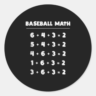 6 4 3 2 Baseballmathematik - Niedliches Spielen vo Runder Aufkleber