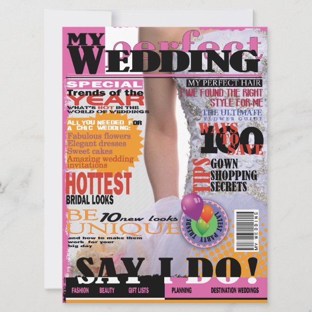*6.5x8.75" Wedding Magazine Cover Page Einladung (Vorderseite)