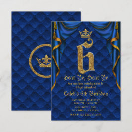 6. 6. Geburtstagsparty Royal Blue Gold Crown Einladung