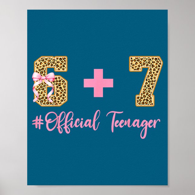 6+7 = 13 Year Old Boys Girls Teenager 13th Birthda Poster (Vorne)