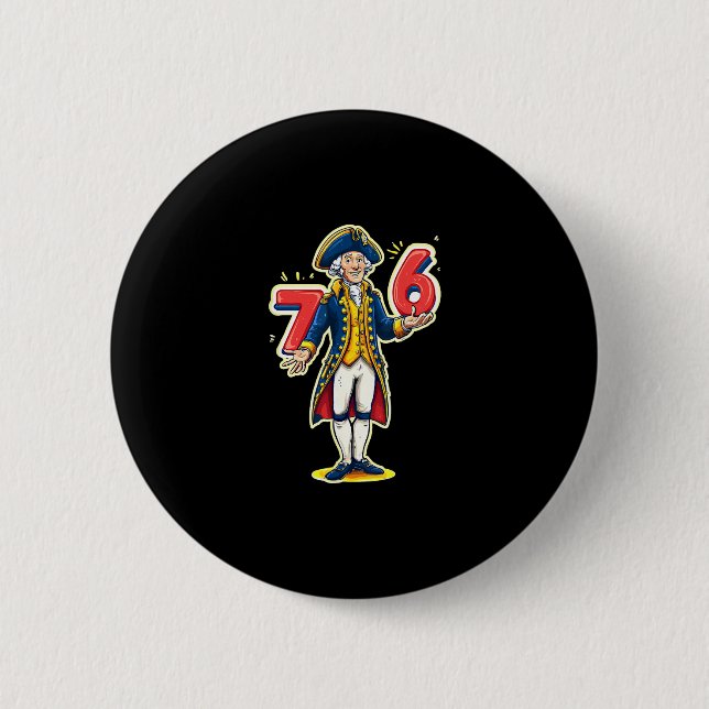 6-7 7-6 Funny George Washington Six Seven Meme Button (Vorderseite)