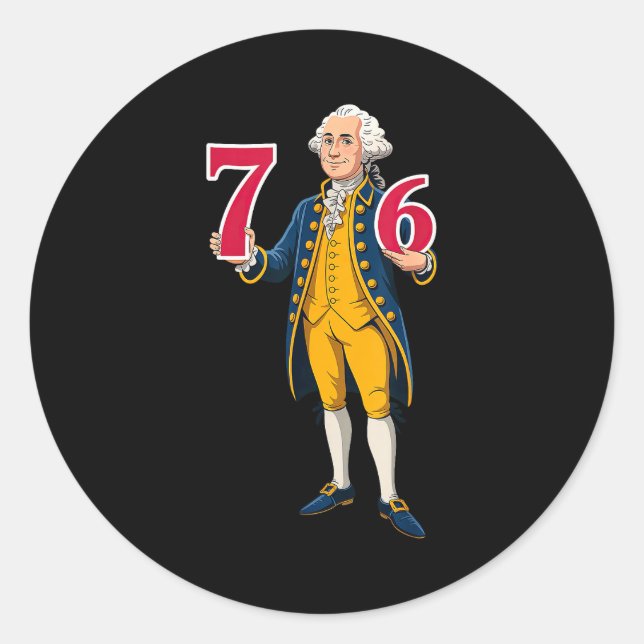 6 7 7 6 George Washington Sechs Sieben  Runder Aufkleber (Vorderseite)