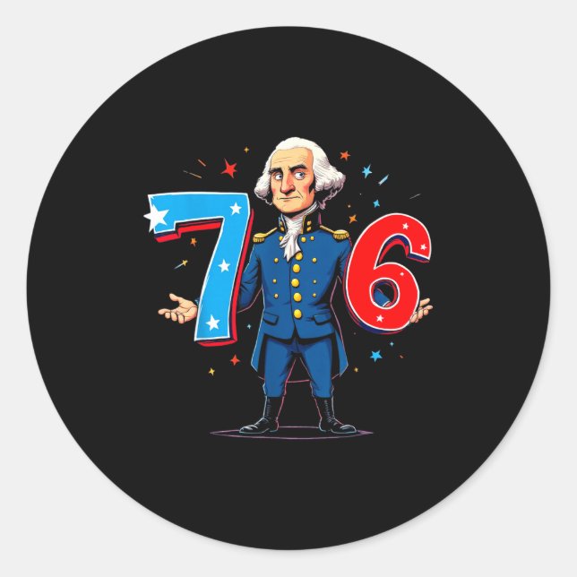 6-7 7-6 George Washington Seven Six Teacher Americ Runder Aufkleber (Vorderseite)