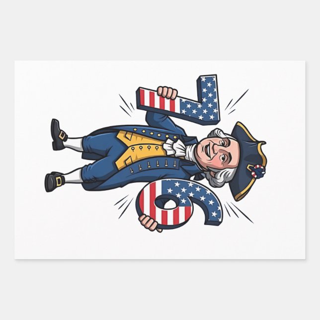 6-7-7-6 George Washington Six Seven Meme 67 Trend Geschenkpapier Set (Vorderseite)
