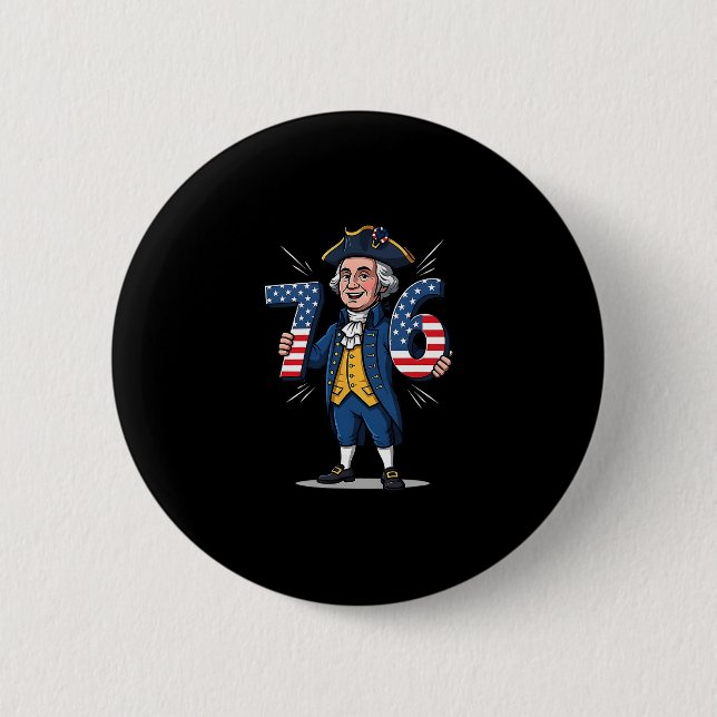 6-7 7-6 George Washington Six Seven Meme Gen Alpha Button (Vorderseite)
