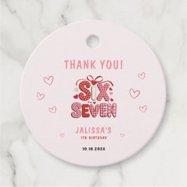 6 7 Birthday for Girls, Pink 7th Kids Party  Geschenkanhänger
