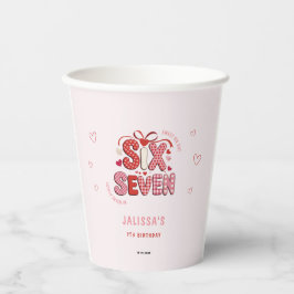 6 7 Birthday for Girls, Pink 7th Kids Party Pappbecher