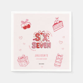 6 7 Birthday for Girls, Pink 7th Kids Party Serviette