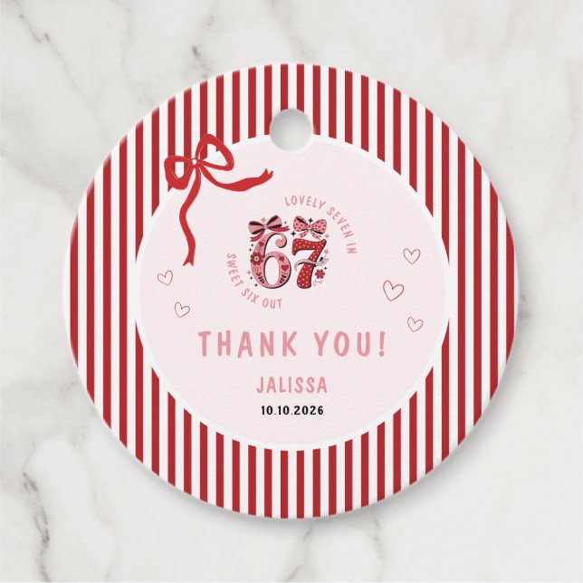 6 7 Birthday for Girls, Pink Kids 7th Birthday Geschenkanhänger (Vorderseite)