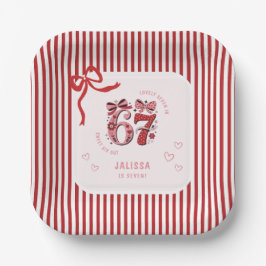 6 7 Birthday for Girls, Pink Kids 7th Birthday Pappteller