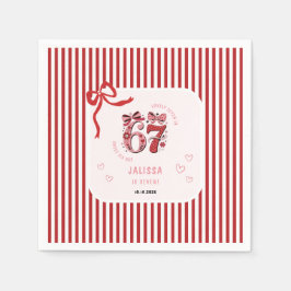 6 7 Birthday for Girls, Pink Kids 7th Birthday Serviette