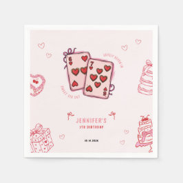 6 7 Birthday for Girls, Pink Six Seven Kids Party Serviette