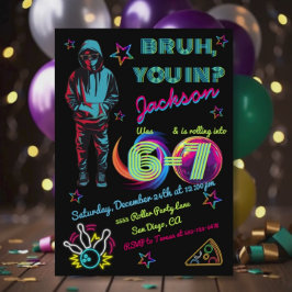6-7 Bowling Bruh Neon Bowling Birthday Einladung