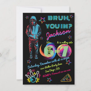 6-7 Bowling Bruh Neon Bowling Geburtstag Einladung
