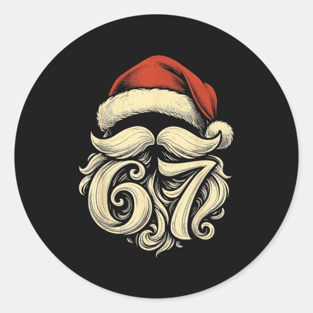 6 7 Christmas 67 Santa Six Seven Christmas Boys Te Runder Aufkleber (Vorderseite)