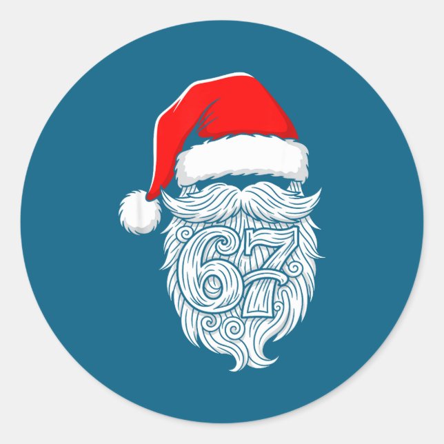 6 7 Christmas 67 Santa Six Seven Christmas Boys Te Runder Aufkleber (Vorderseite)