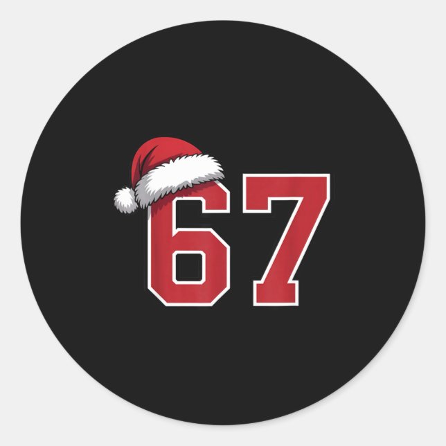 6 7 Christmas 67 Santa Six Seven Funny Christmas B Runder Aufkleber (Vorderseite)