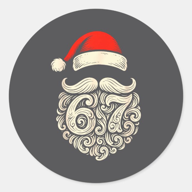 6 7 Christmas Funny 67 Santa Six Seven Christmas B Runder Aufkleber (Vorderseite)