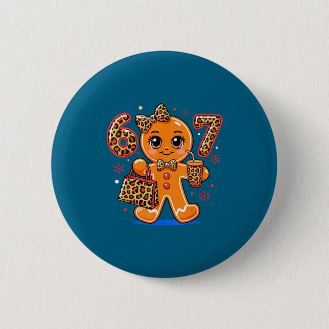 6 7 Christmas Leopard Gingerbread  Button (Vorderseite)