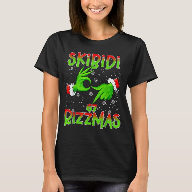 6 7 Christmas Skibidi Rizzmas 67 Meme Gen Alpha Sl T-Shirt (Vorderseite)