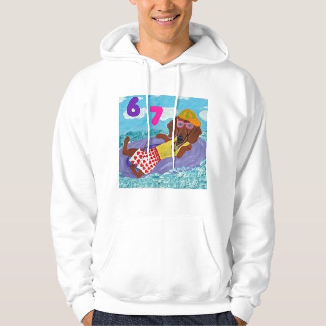 6 7 Dachshund beach bum on float Hoodie (Vorderseite)