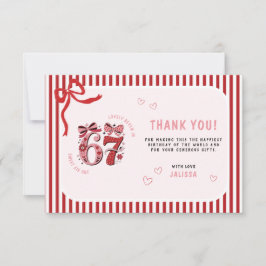 6 7 Geburtstag für Mädchen, Rosa Kinder 7. Geburts Dankeskarte