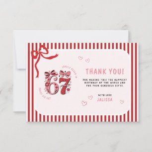 6 7 Geburtstag für Mädchen, Rosa Kinder 7. Geburts Dankeskarte