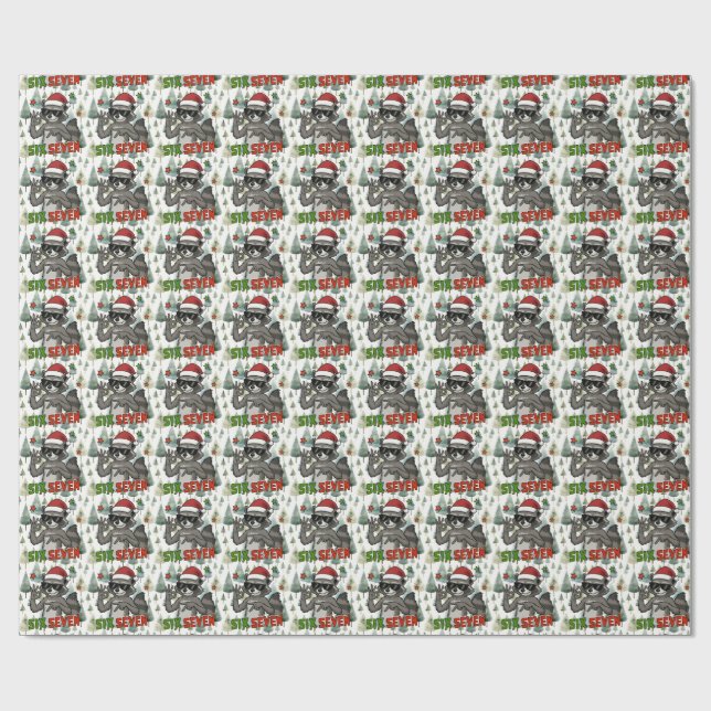 6 7 Gift Wrap | 67 Meme Gift Wrap Feral Raccoon Geschenkpapier (Flach)