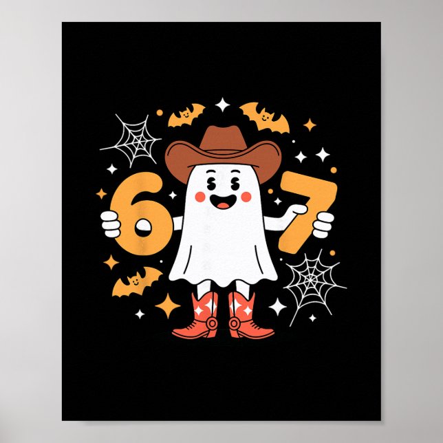 6 7 Halloween-Geist 67 Meme Gen Alpha Sechs Sieben Poster (Vorne)