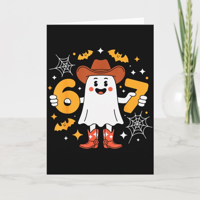 6 7 Halloween-Geist 67 Meme Gen Alpha Six Seven  Karte (Vorderseite)