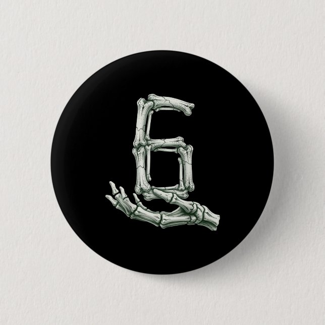 6 7 Halloween Skeleton Funny 67 Meme Gen Alpha Six Button (Vorderseite)