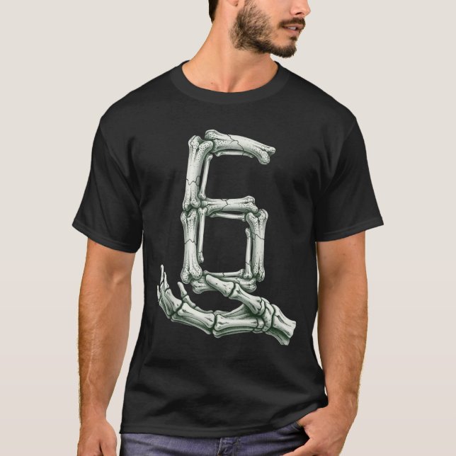 6 7 Halloween-Skelett Lustig 67 Meme Gen Alpha Sec T-Shirt (Vorderseite)