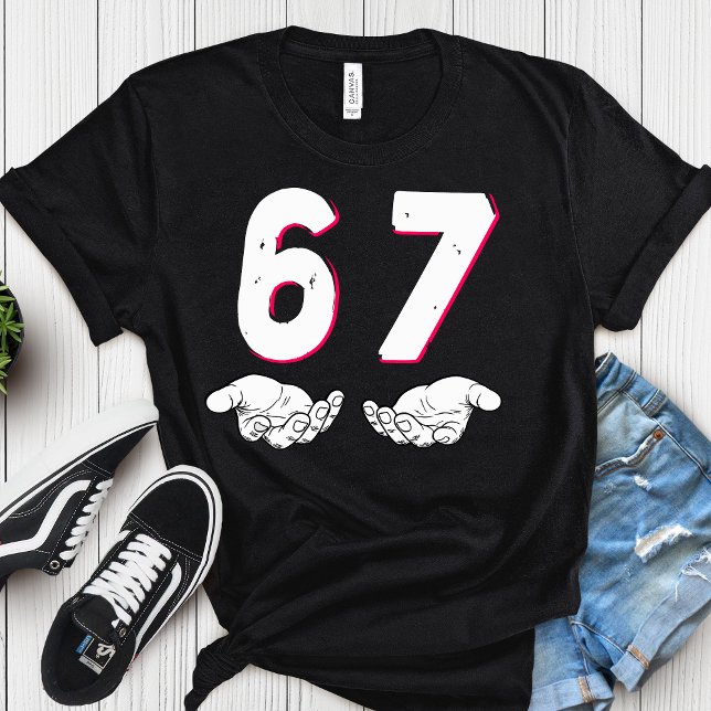 6 7 lustig, Six Seven Meme Trend  T-Shirt (Von Creator hochgeladen)