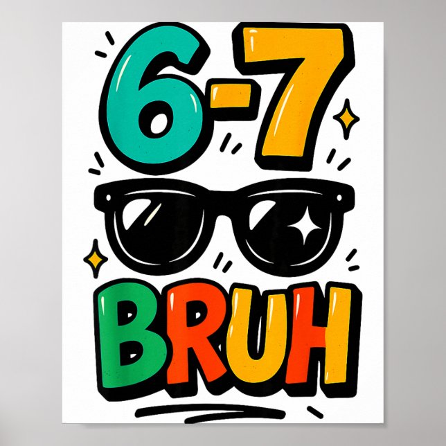 6 7 Lustiger Bruh-Meme-Humor Sechs Sieben 67 Kinde Poster (Vorne)