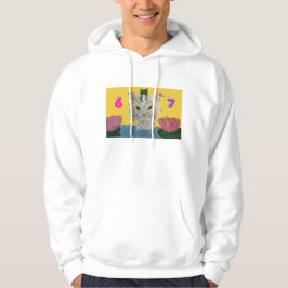 6 7 Mad Cat with frog on its head Hoodie