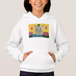 6 7 Mad Cat with frog on its head Hoodie