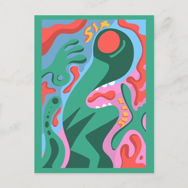 6 7 Martian alien Feiertagspostkarte (Vorderseite)