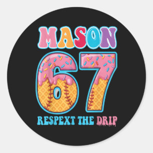 6 7 Mason Baseball Drip Nummer 67 Spieler Oder 67. Runder Aufkleber