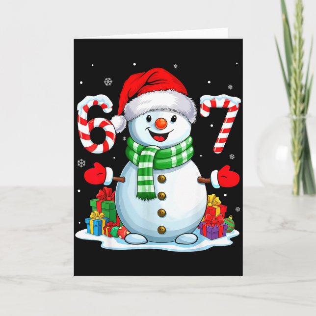 6 7 Meme Christmas Funny Snowman Six Seven 67 Men  Karte (Vorderseite)