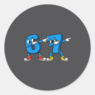 6 7 Meme Dab Zahlen Runder Aufkleber